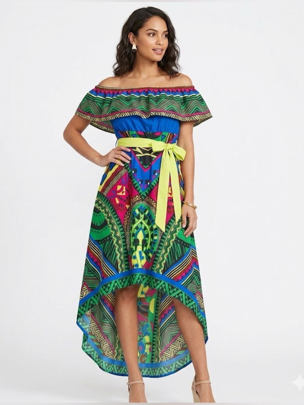 Flying Tomato Strapless‎ High-Low Vibrant Boho Dress Women’s Medium